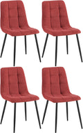 Set van 4 Moderne Eetkamerstoelen - Keukenstoelen - Optimaal Zitcomfort Kleur bordeauxrood