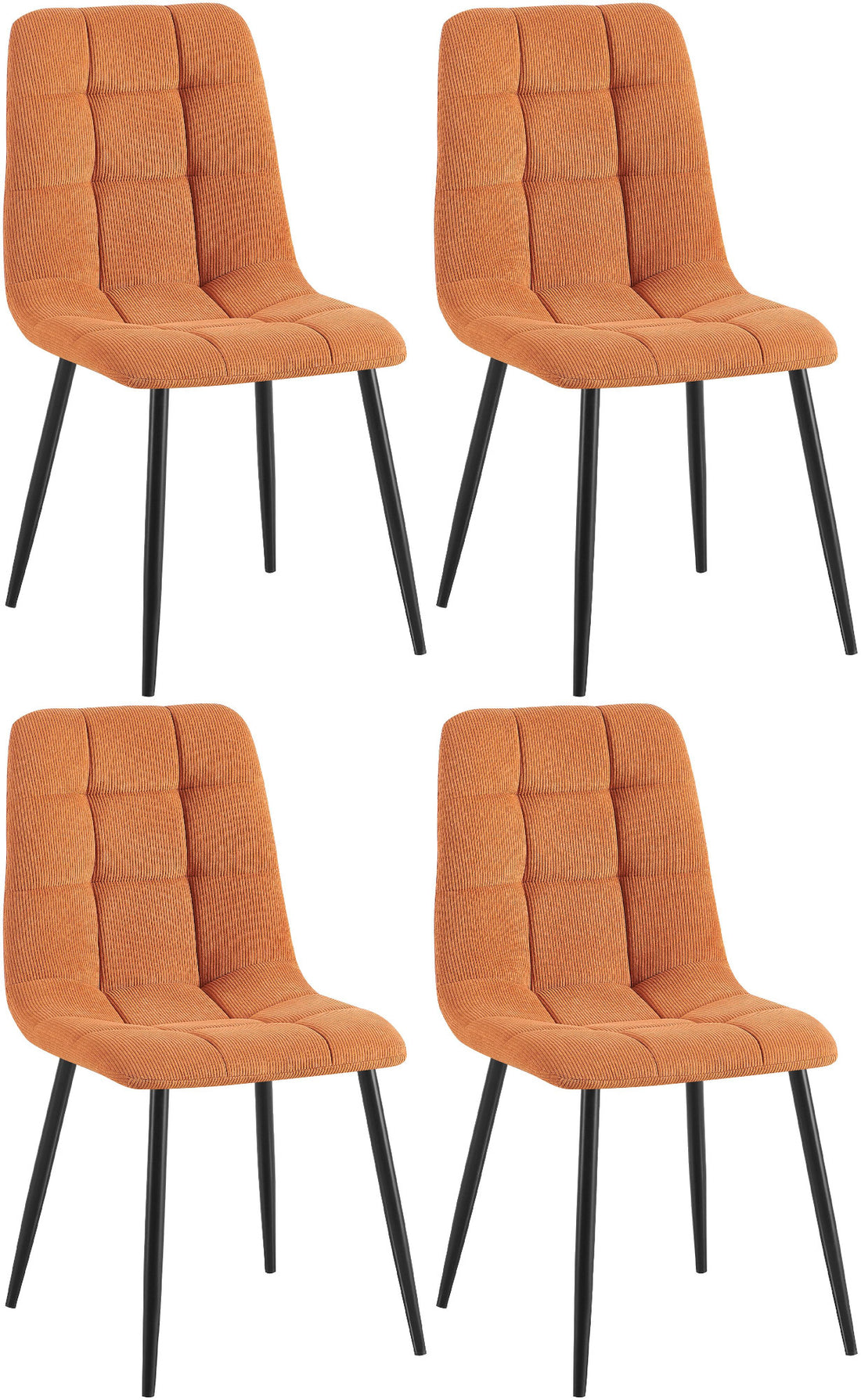 Set van 4 Eetkamerstoelen - Keukenstoelen - Hoog Zitcomfort Kleur oranje