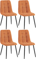 Set van 4 Eetkamerstoelen - Keukenstoelen - Hoog Zitcomfort Kleur oranje