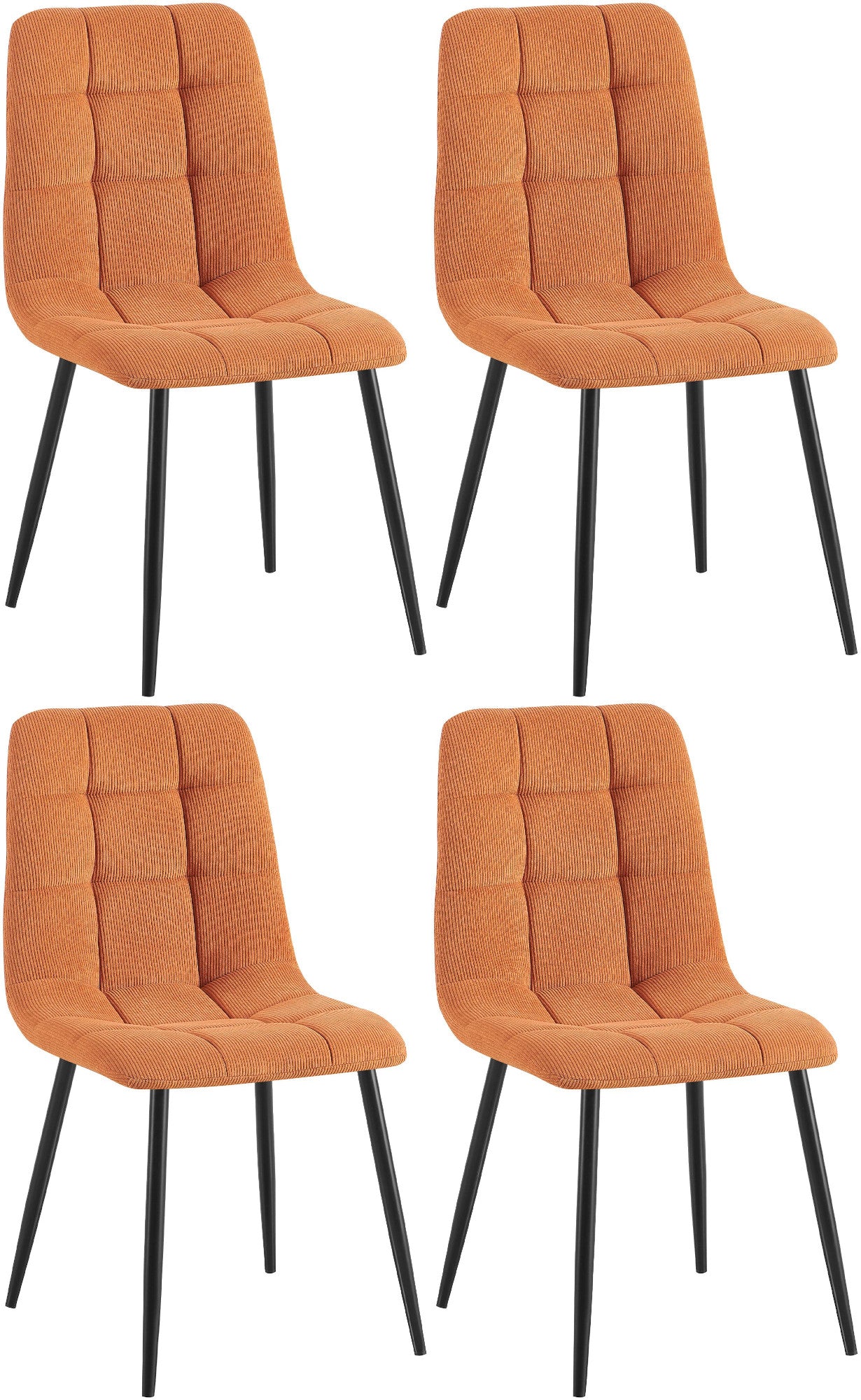 Set van 4 Eetkamerstoelen - Keukenstoelen - Hoog Zitcomfort Kleur oranje