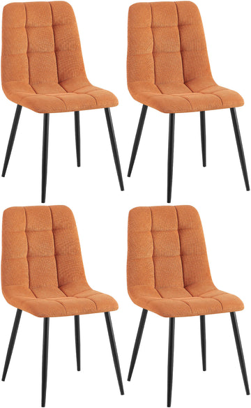 Set van 4 Eetkamerstoelen - Keukenstoelen - Hoog Zitcomfort Kleur oranje