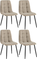 4-delige set Eetkamerstoelen - Dinertafels - Hoog zitcomfort, Zwart Metalen Frame Kleur taupe