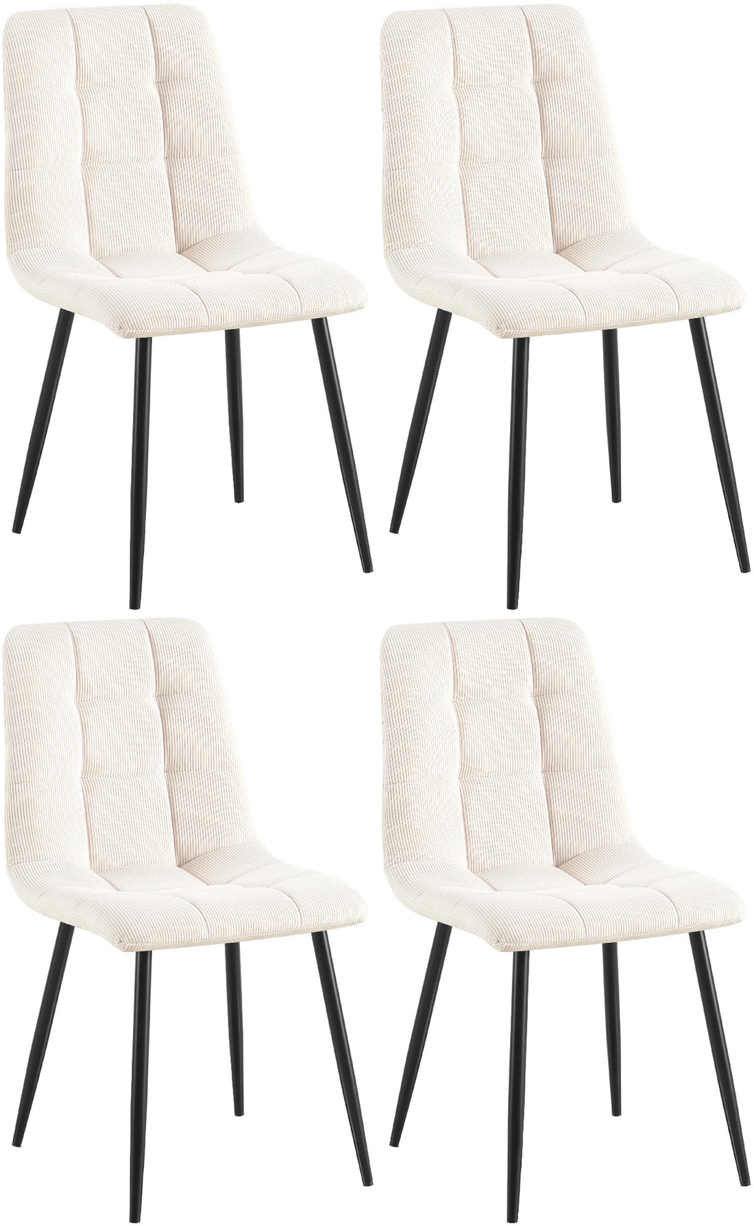 Set van 4 Eetkamerstoelen - Keukenstoelen - Hoog Zitcomfort, Stevige Constructie Kleur crème