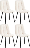 Set van 4 Eetkamerstoelen - Keukenstoelen - Hoog Zitcomfort, Stevige Constructie Kleur crème