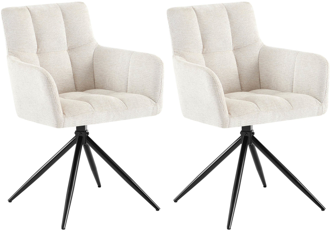 Set van 2 Eetkamerstoelen - Fauteuils - Ultiem Comfort & Robuust Ontwerp Kleur crème