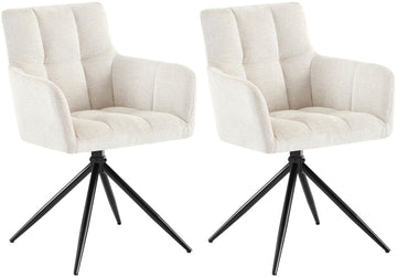 Set van 2 Eetkamerstoelen - Fauteuils - Ultiem Comfort & Robuust Ontwerp Kleur crème