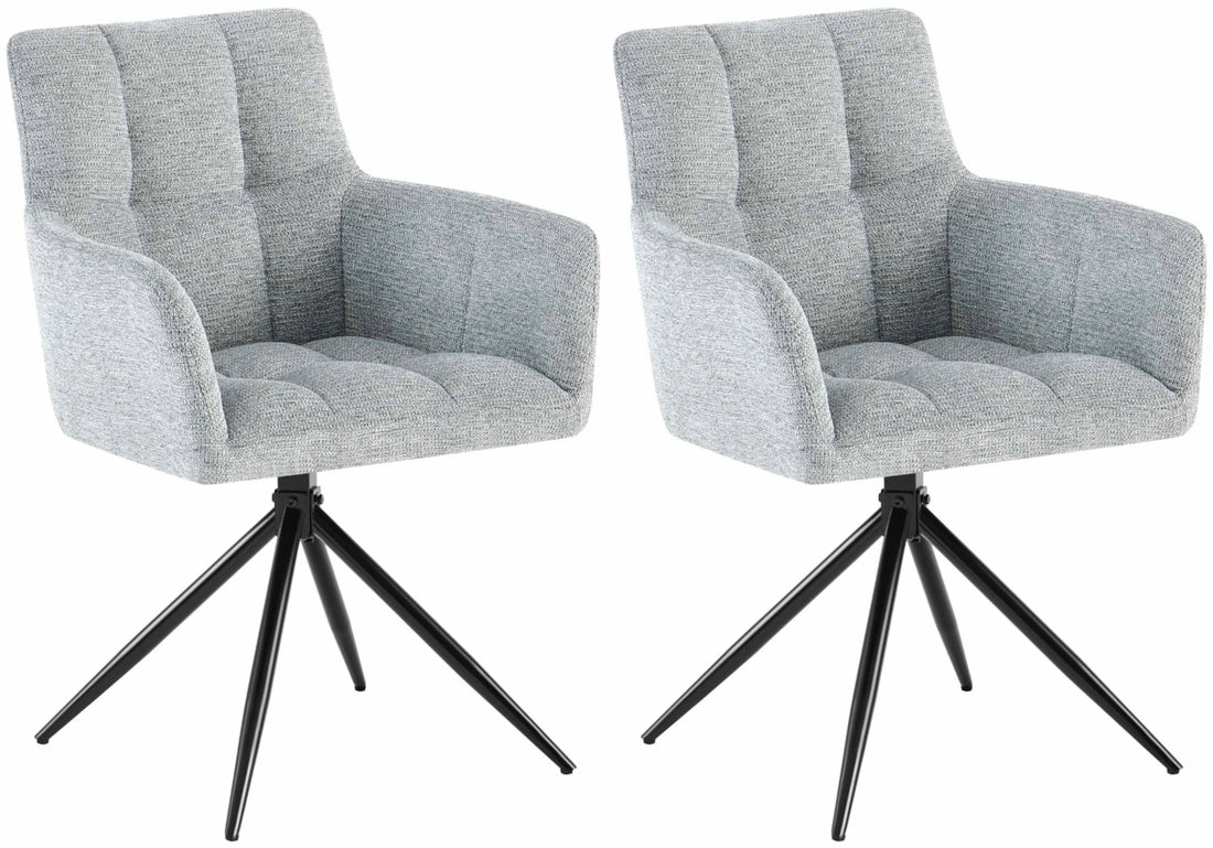 2-delige set Eetkamerstoelen - Fauteuils - Ultiem Comfort Kleur lichtgrijs