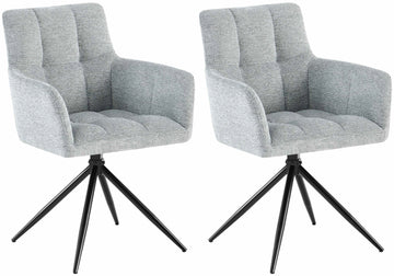 2-delige set Eetkamerstoelen - Fauteuils - Ultiem Comfort Kleur lichtgrijs