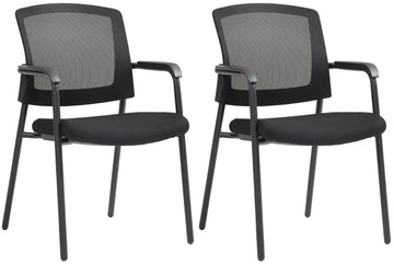 2-delige set Conferentiestoelen - Vergaderstoelen - Ergonomisch comfort & ruimtebesparend ontwerp Kleur zwart