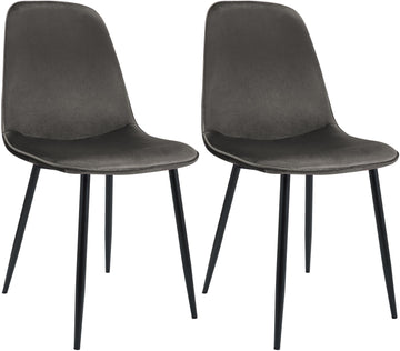 2-delige set Eetkamerstoelen - Fluwelen Kuipstoelen - Hoge zitcomfort, luxe uitstraling Kleur antraciet