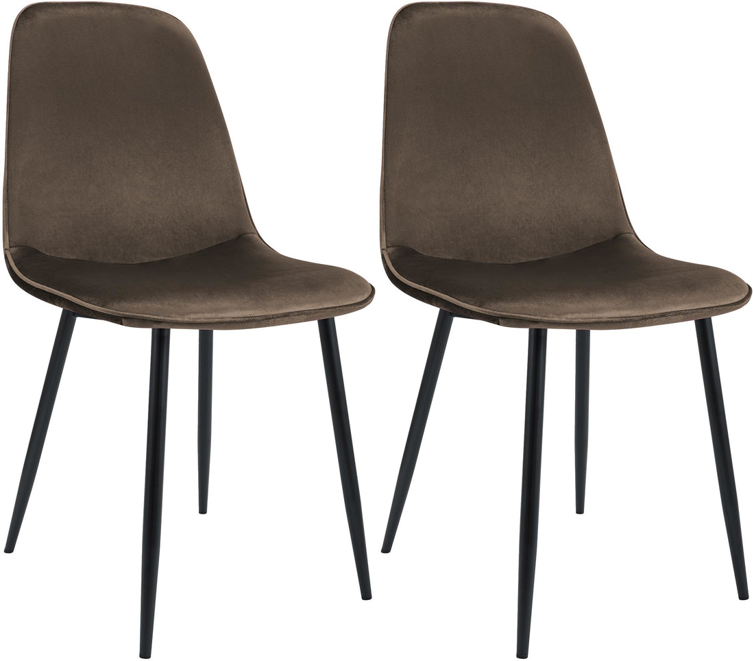 2-delige set Eetkamerstoelen - Fluwelen stoelen - Hoog zitcomfort, stabiel metalen onderstel Kleur bruin