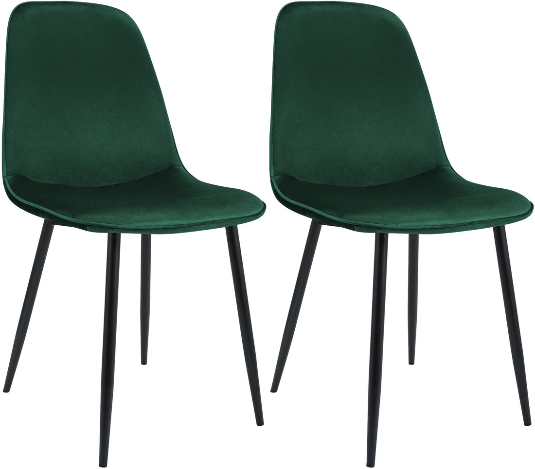 Set van 2 Fluwelen Eetkamerstoelen – Keukenstoelen – Hoog zitcomfort – Stevig metalen frame Kleur groen