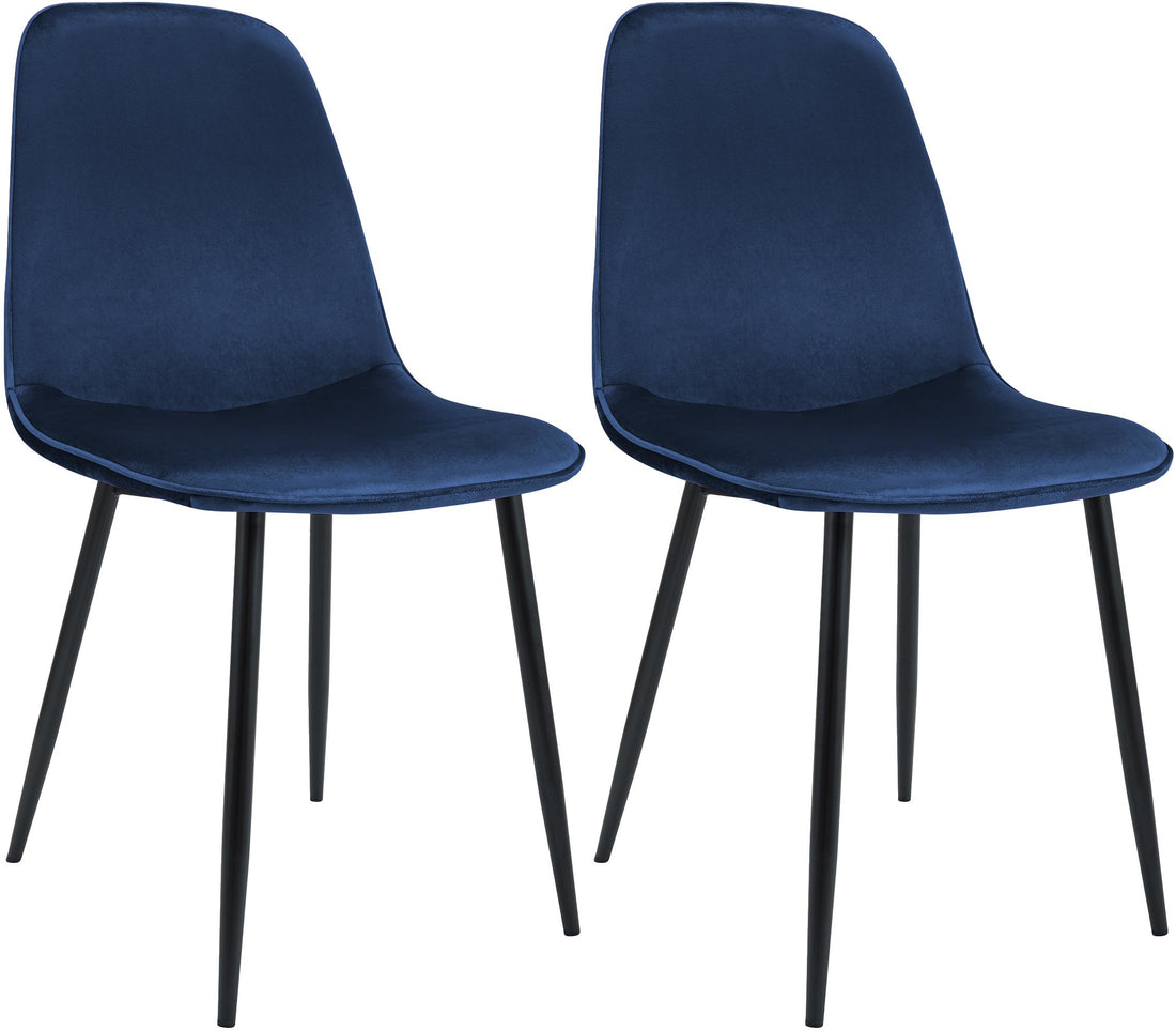 Set van 2 Eetkamerstoelen - Fluwelen Stoelen - Luxe Comfort - Donkerblauw, Stevig Metaal, Kleur donkerblauw