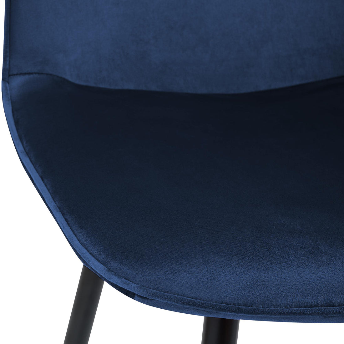 Set van 2 Eetkamerstoelen - Fluwelen Stoelen - Luxe Comfort - Donkerblauw, Stevig Metaal, Kleur donkerblauw