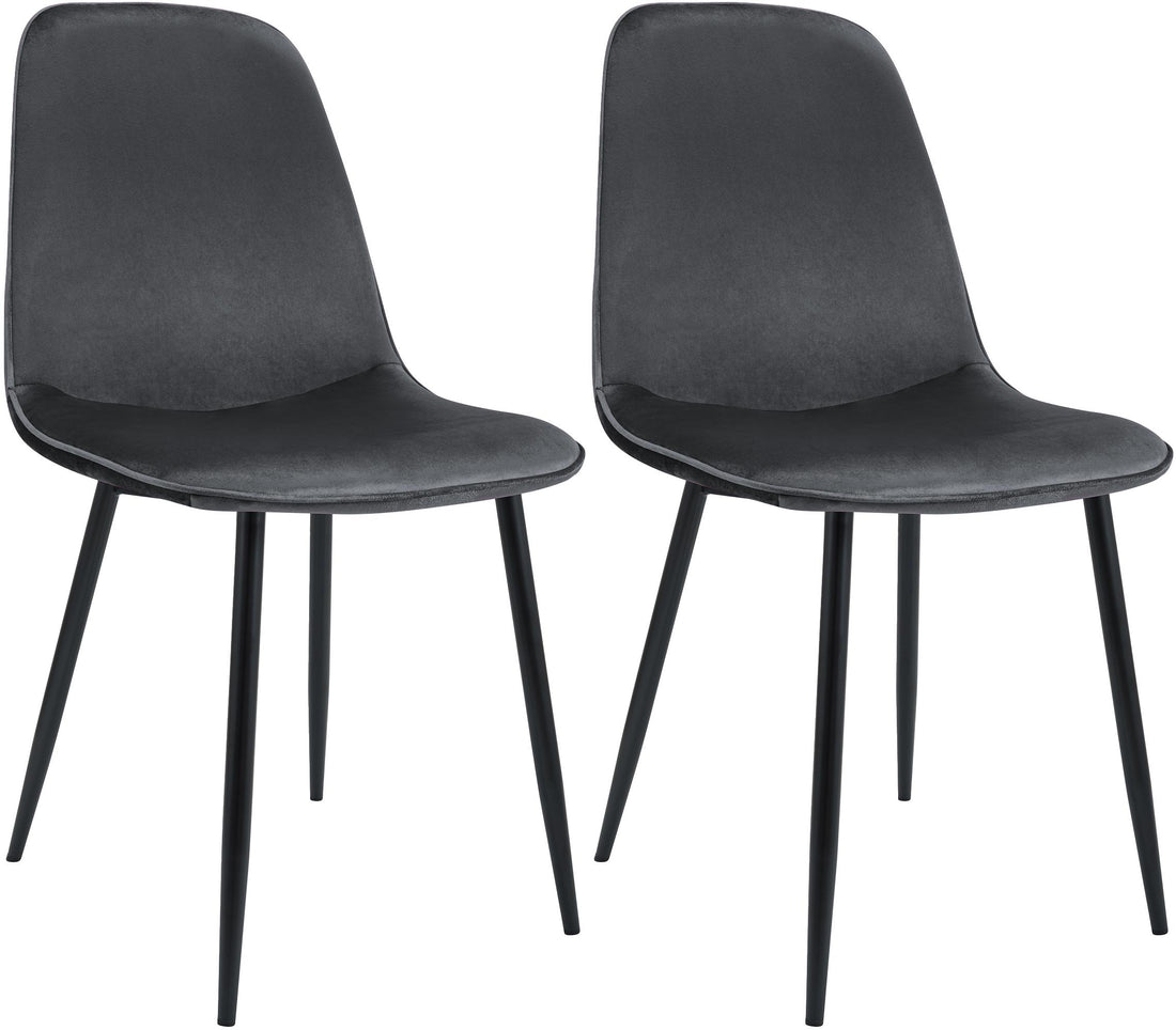 2-delige set Eetkamerstoelen Maryam - Fluwelen Kuipstoelen - Comfortabel zitcomfort, stevig frame Kleur donkergrijs
