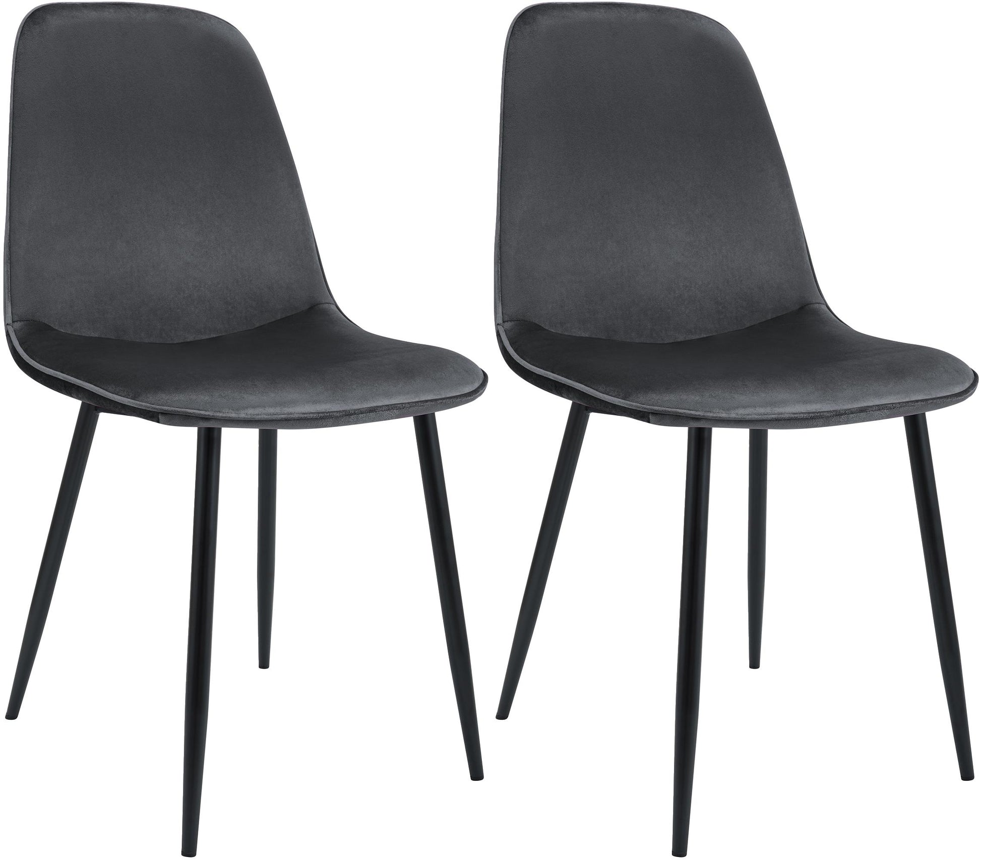 2-delige set Eetkamerstoelen Maryam - Fluwelen Kuipstoelen - Comfortabel zitcomfort, stevig frame Kleur donkergrijs