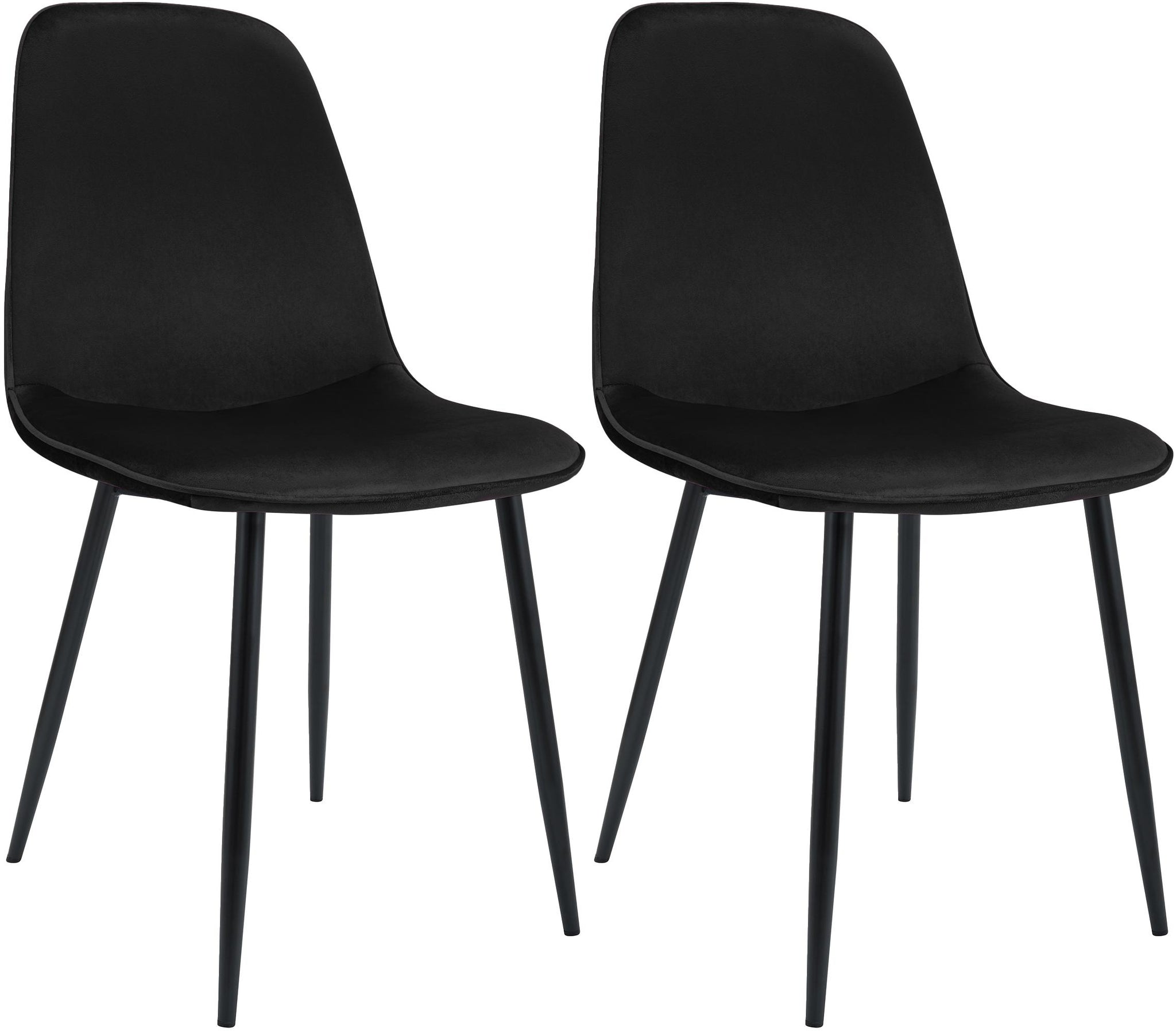 2-delige set Fluwelen Eetkamerstoelen - Kuipstoelen - Extra Comfort - Zwart, Metalen Frame Kleur zwart