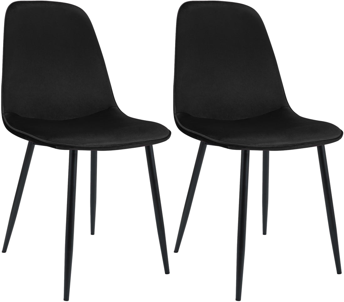2-delige set Fluwelen Eetkamerstoelen - Kuipstoelen - Extra Comfort - Zwart, Metalen Frame Kleur zwart