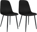 2-delige set Fluwelen Eetkamerstoelen - Kuipstoelen - Extra Comfort - Zwart, Metalen Frame Kleur zwart
