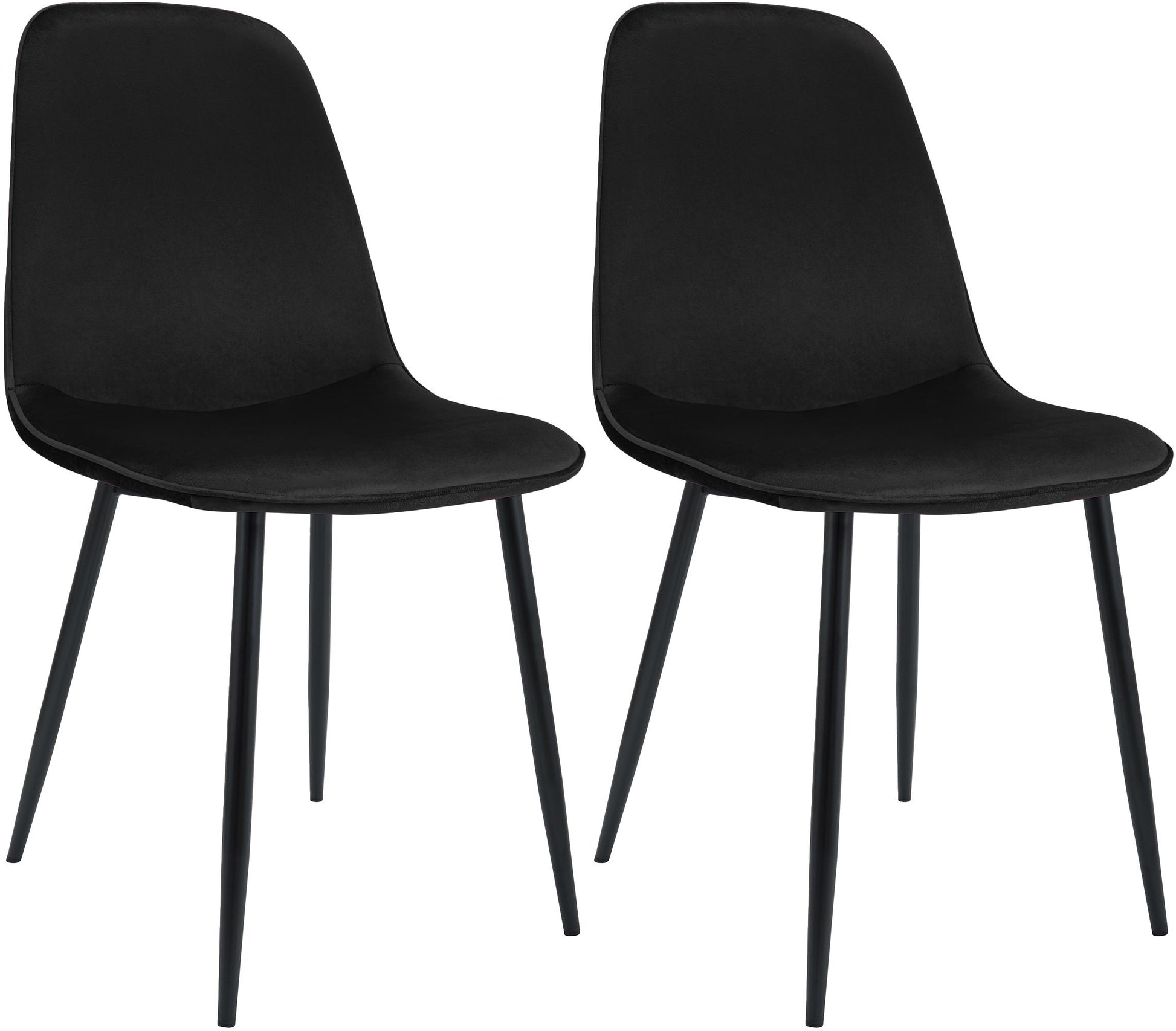 2-delige set Fluwelen Eetkamerstoelen - Kuipstoelen - Extra Comfort - Zwart, Metalen Frame Kleur zwart