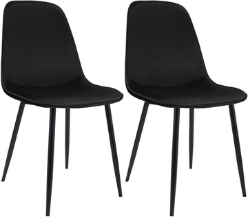 2-delige set Fluwelen Eetkamerstoelen - Kuipstoelen - Extra Comfort - Zwart, Metalen Frame Kleur zwart