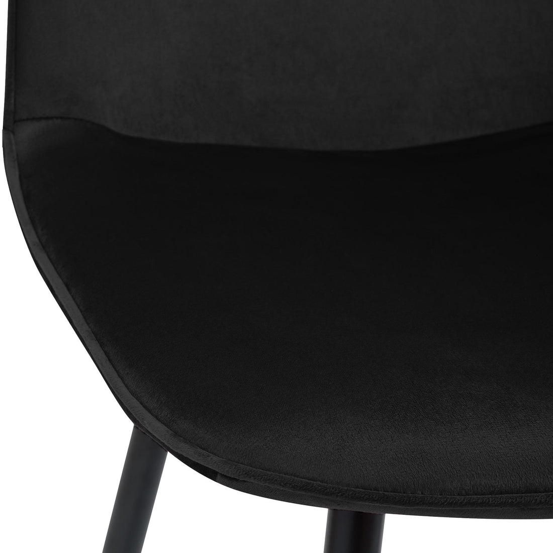 2-delige set Fluwelen Eetkamerstoelen - Kuipstoelen - Extra Comfort - Zwart, Metalen Frame Kleur zwart