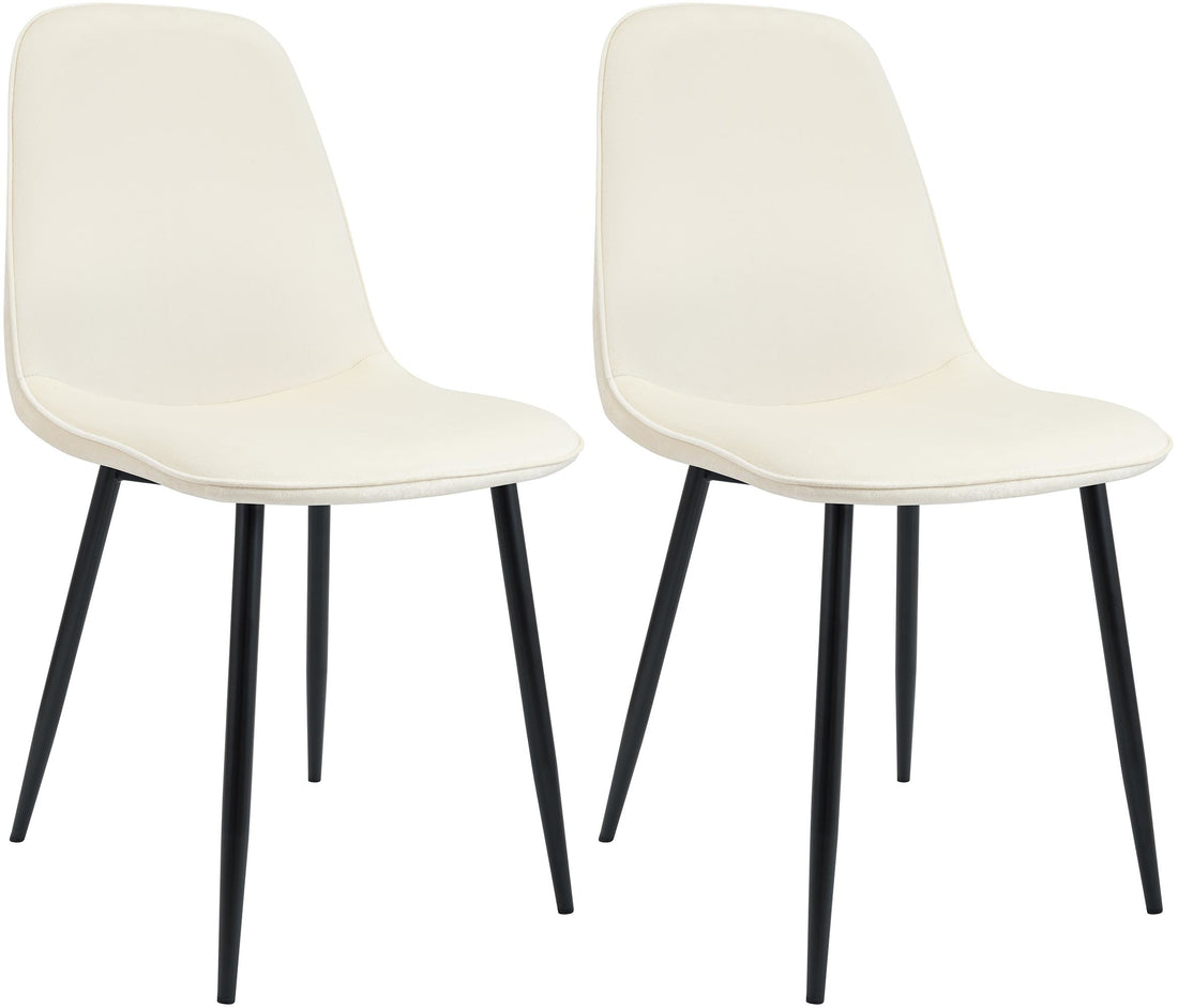 Set van 2 eetkamerstoelen – Velvet stoelen – Ergonomisch comfort – Crème, stabiel metalen frame Kleur crème