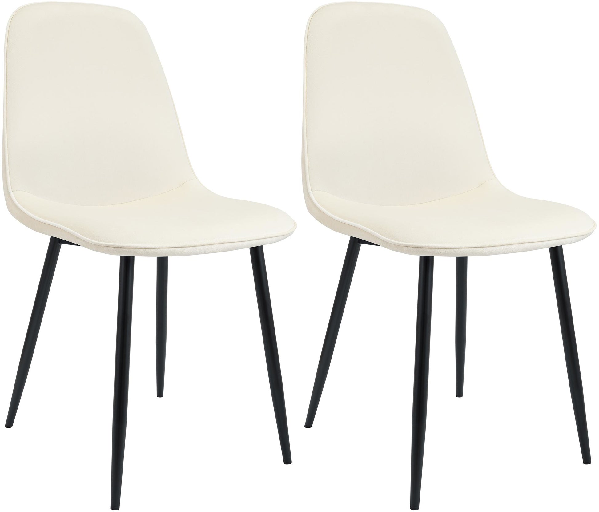 Set van 2 eetkamerstoelen – Velvet stoelen – Ergonomisch comfort – Crème, stabiel metalen frame Kleur crème