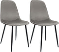 2-delige set Eetkamerstoelen - Fluwelen Stoelen - Modern & Comfortabel - Lichtgrijs - 150 kg Kleur lichtgrijs