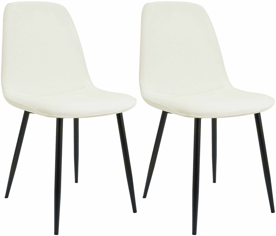 Set van 2 eetkamerstoelen - Keukenstoelen - Hoog zitcomfort, stevige metalen poten, crème stof Kleur crème