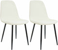 Set van 2 eetkamerstoelen - Keukenstoelen - Hoog zitcomfort, stevige metalen poten, crème stof Kleur crème