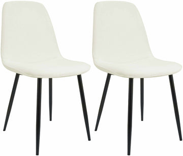 Set van 2 eetkamerstoelen - Keukenstoelen - Hoog zitcomfort, stevige metalen poten, crème stof Kleur crème