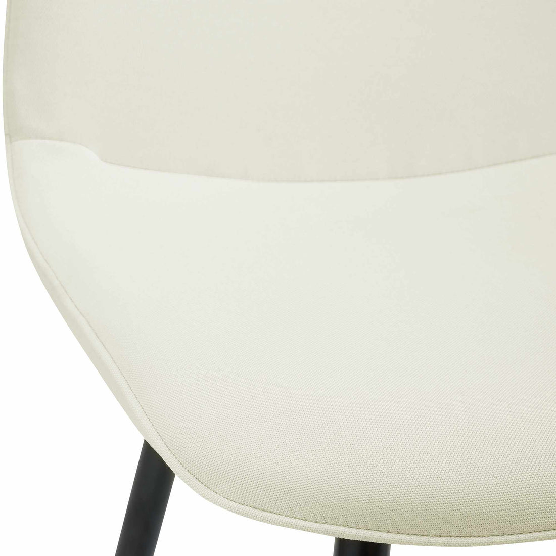 Set van 2 eetkamerstoelen - Keukenstoelen - Hoog zitcomfort, stevige metalen poten, crème stof Kleur crème