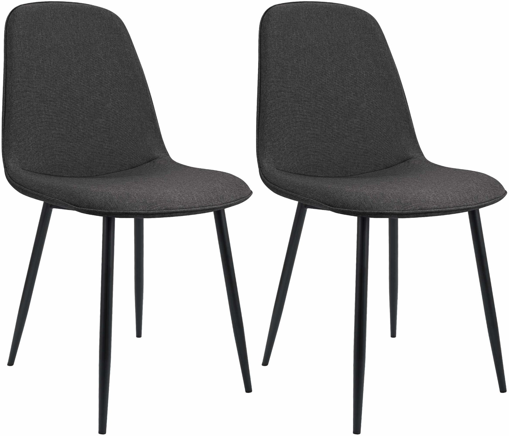 Set van 2 Eetkamerstoelen - Keukenstoelen - Hoog zitcomfort, duurzame stof, sterk metalen frame Kleur donkergrijs