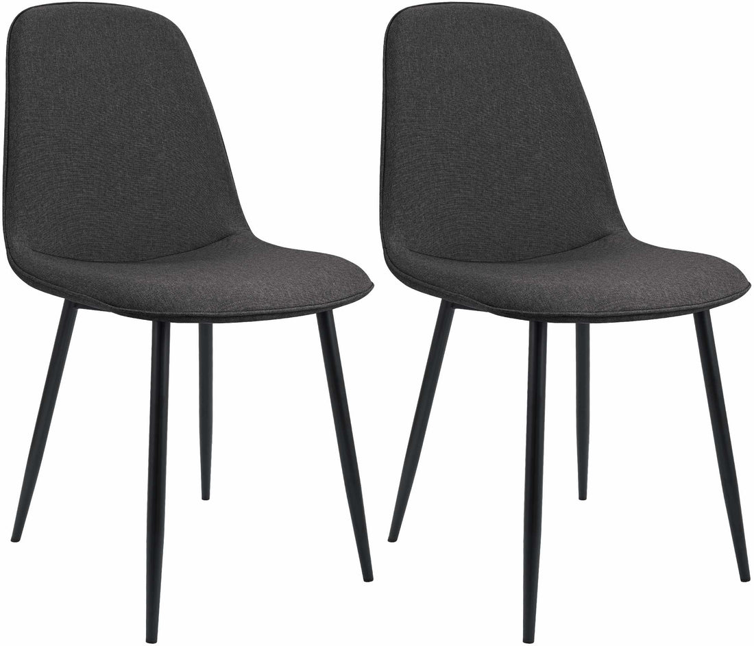 Set van 2 Eetkamerstoelen - Keukenstoelen - Hoog zitcomfort, duurzame stof, sterk metalen frame Kleur donkergrijs