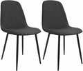 Set van 2 Eetkamerstoelen - Keukenstoelen - Hoog zitcomfort, duurzame stof, sterk metalen frame Kleur donkergrijs