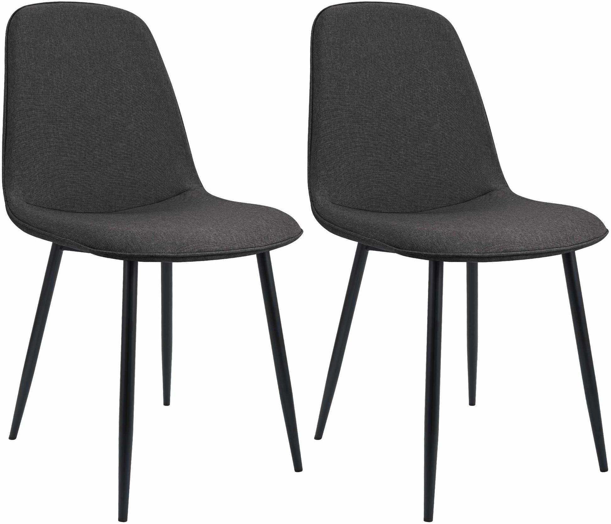 Set van 2 Eetkamerstoelen - Keukenstoelen - Hoog zitcomfort, duurzame stof, sterk metalen frame Kleur donkergrijs