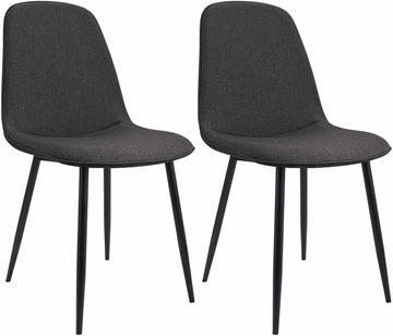 Set van 2 Eetkamerstoelen - Keukenstoelen - Hoog zitcomfort, duurzame stof, sterk metalen frame Kleur donkergrijs