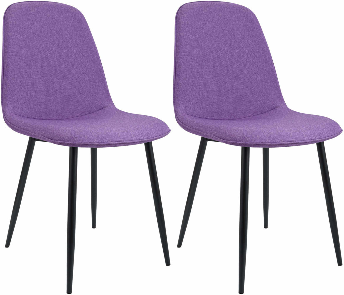 Set van 2 paarse eetkamerstoelen – Gestoffeerde stoelen – Hoog zitcomfort – Stevig metalen frame Kleur paars