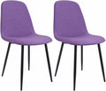 Set van 2 paarse eetkamerstoelen – Gestoffeerde stoelen – Hoog zitcomfort – Stevig metalen frame Kleur paars