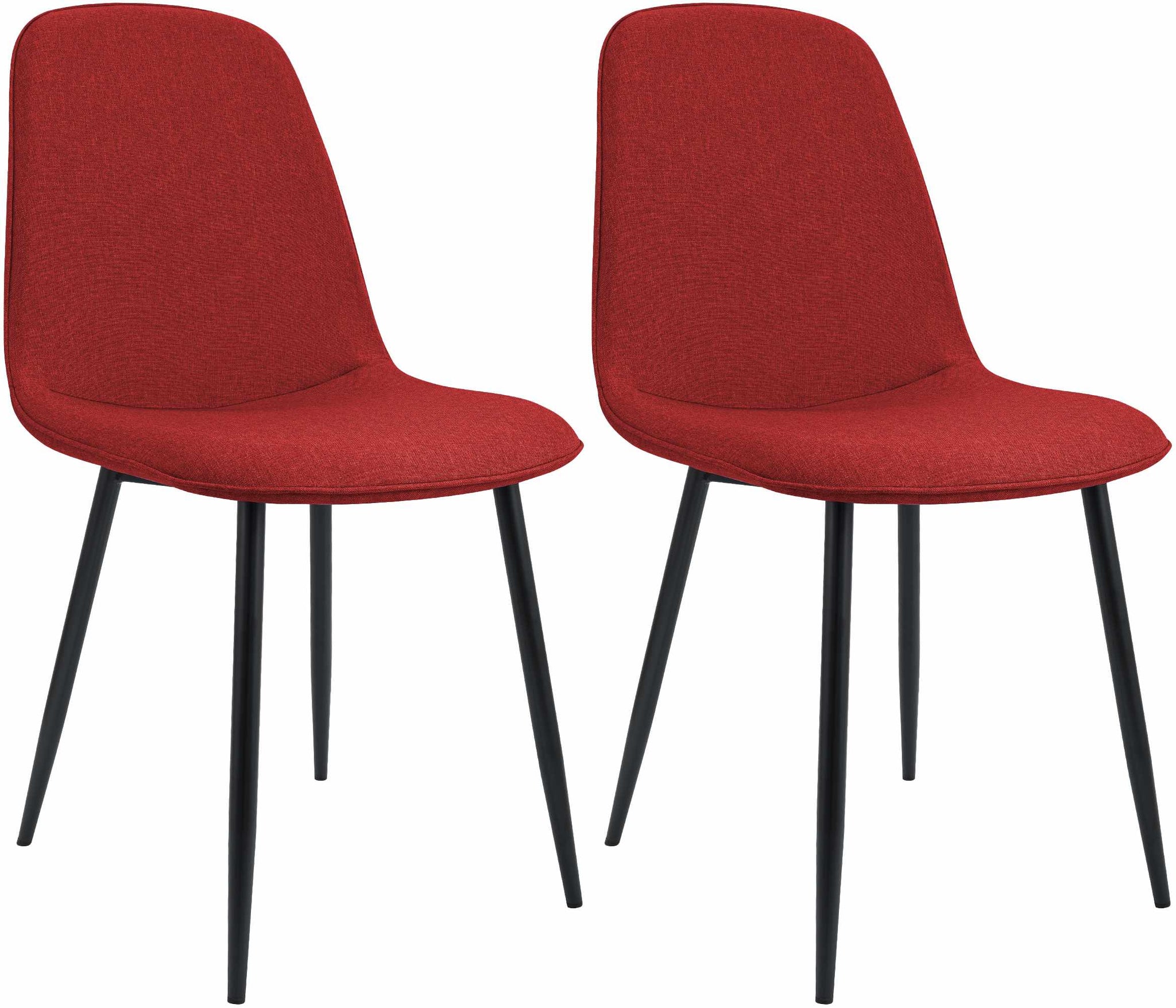 Set van 2 Rode Eetkamerstoelen – Kuipstoelen – Hoog Zitcomfort, Modern Design, Stoffen Bekleding Kleur rood