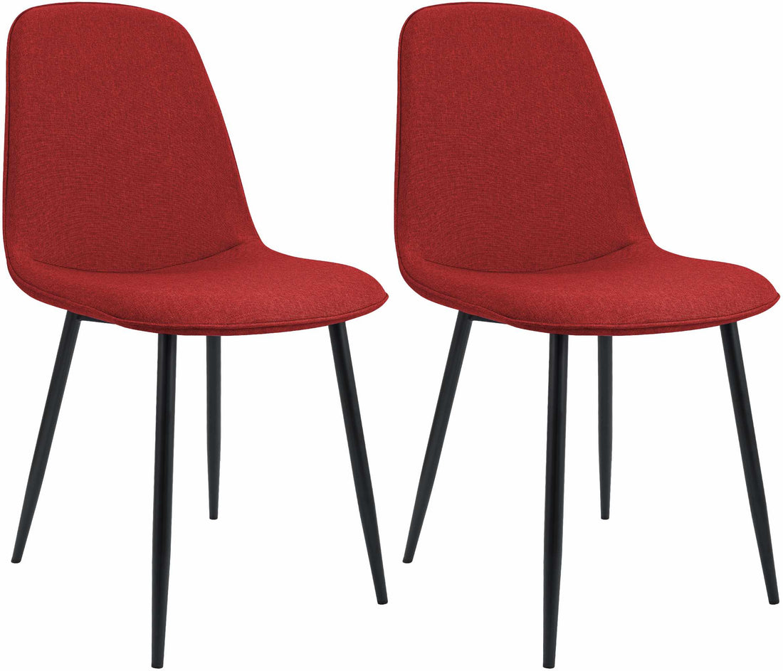 Set van 2 Rode Eetkamerstoelen – Kuipstoelen – Hoog Zitcomfort, Modern Design, Stoffen Bekleding Kleur rood