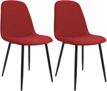 Set van 2 Rode Eetkamerstoelen – Kuipstoelen – Hoog Zitcomfort, Modern Design, Stoffen Bekleding Kleur rood
