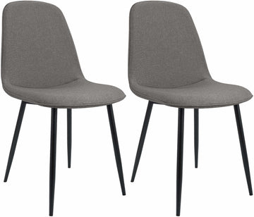 2-delige set Eetkamerstoelen - Keukenstoelen - Hoog zitcomfort & stevig metalen frame Kleur lichtgrijs