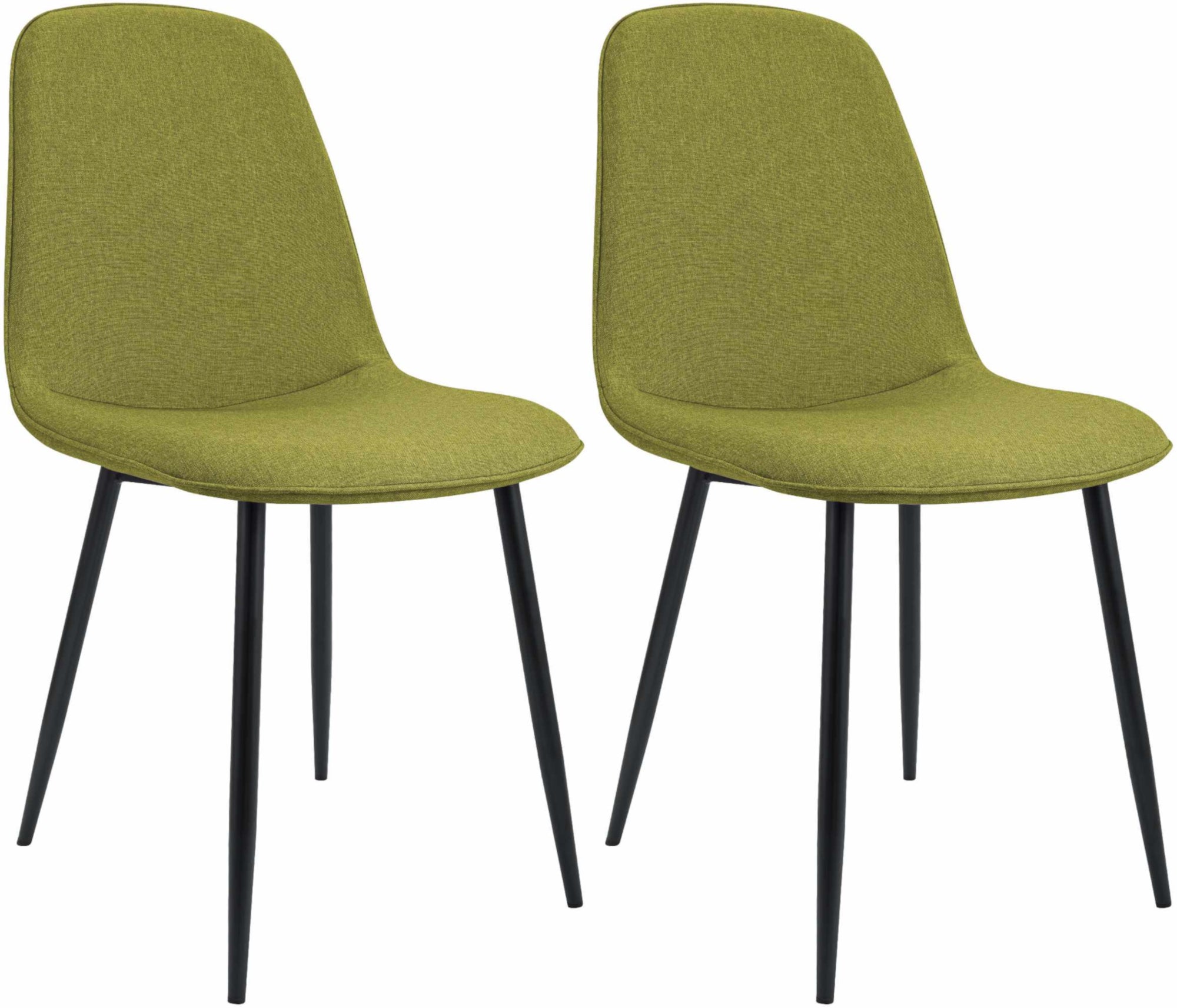 2-delige set eetkamerstoelen - Keukenstoelen - Hoog zitcomfort, groen, stof Kleur groen
