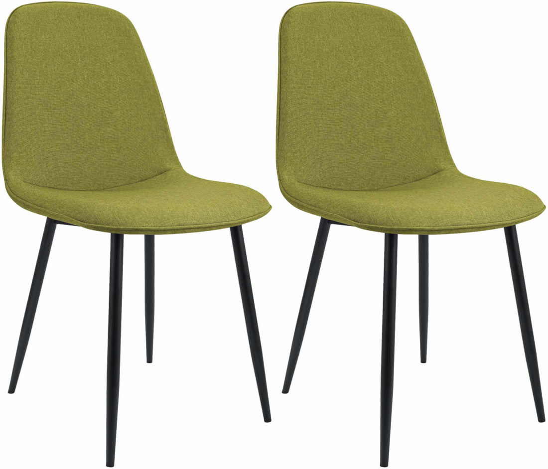 2-delige set eetkamerstoelen - Keukenstoelen - Hoog zitcomfort, groen, stof Kleur groen