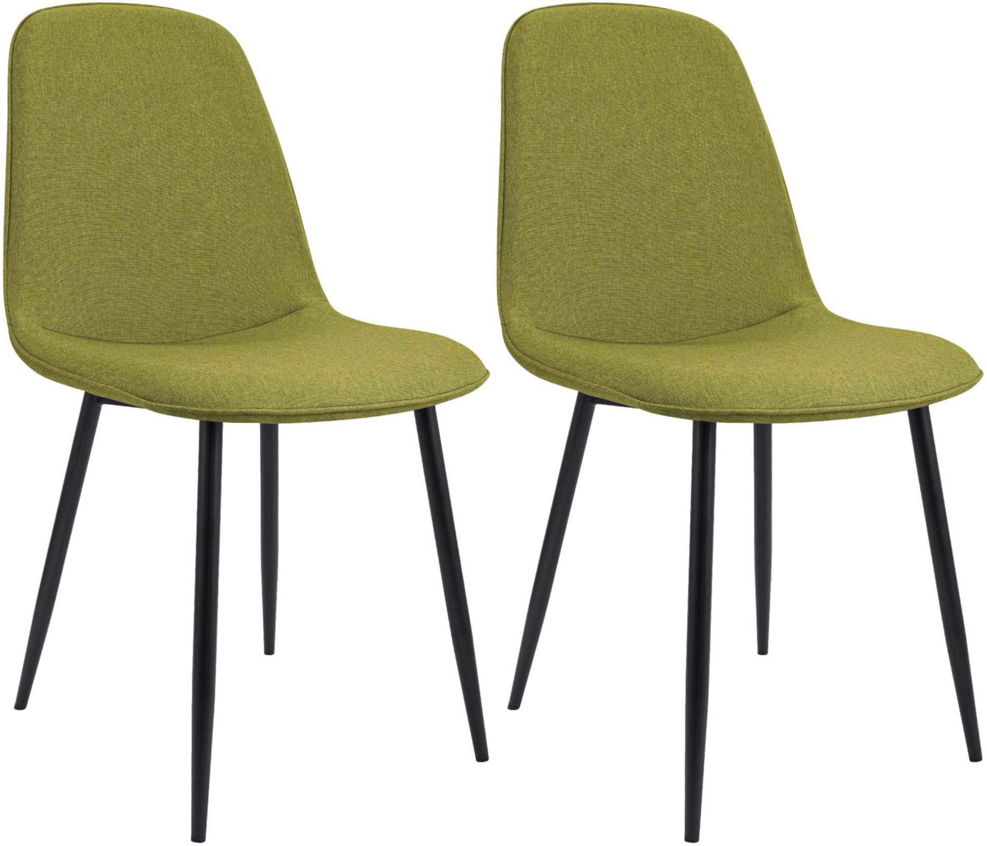 2-delige set eetkamerstoelen - Keukenstoelen - Hoog zitcomfort, groen, stof Kleur groen
