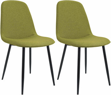 2-delige set eetkamerstoelen - Keukenstoelen - Hoog zitcomfort, groen, stof Kleur groen