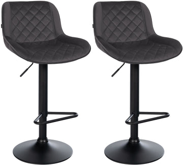 2-delige set Barkrukken - Krukken - In Hoogte Verstelbaar Comfort, Zwart Metalen Frame Kleur zwart