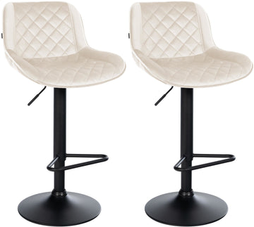 2-delige set Moderne Barkrukken - Hocker - In Hoogte Verstelbaar Comfort Kleur crème